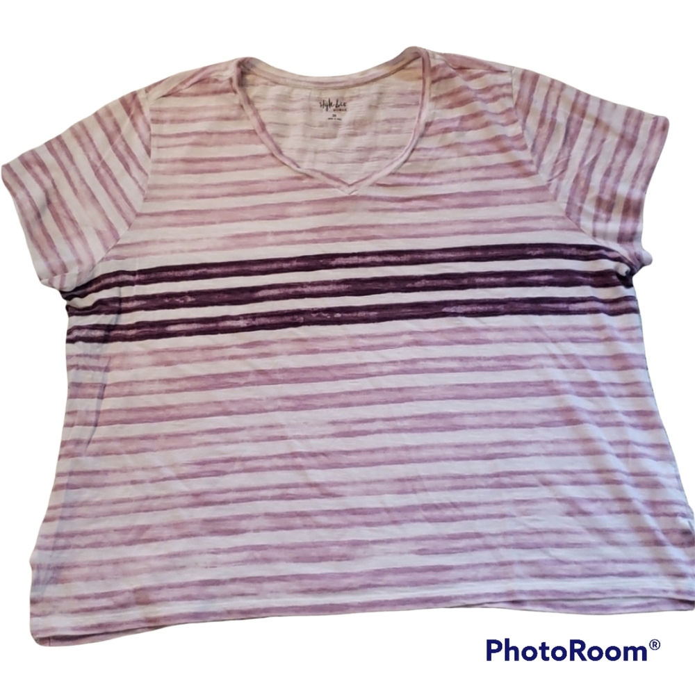 Style & Co Striped Short Sleeve Shirt sz 3X